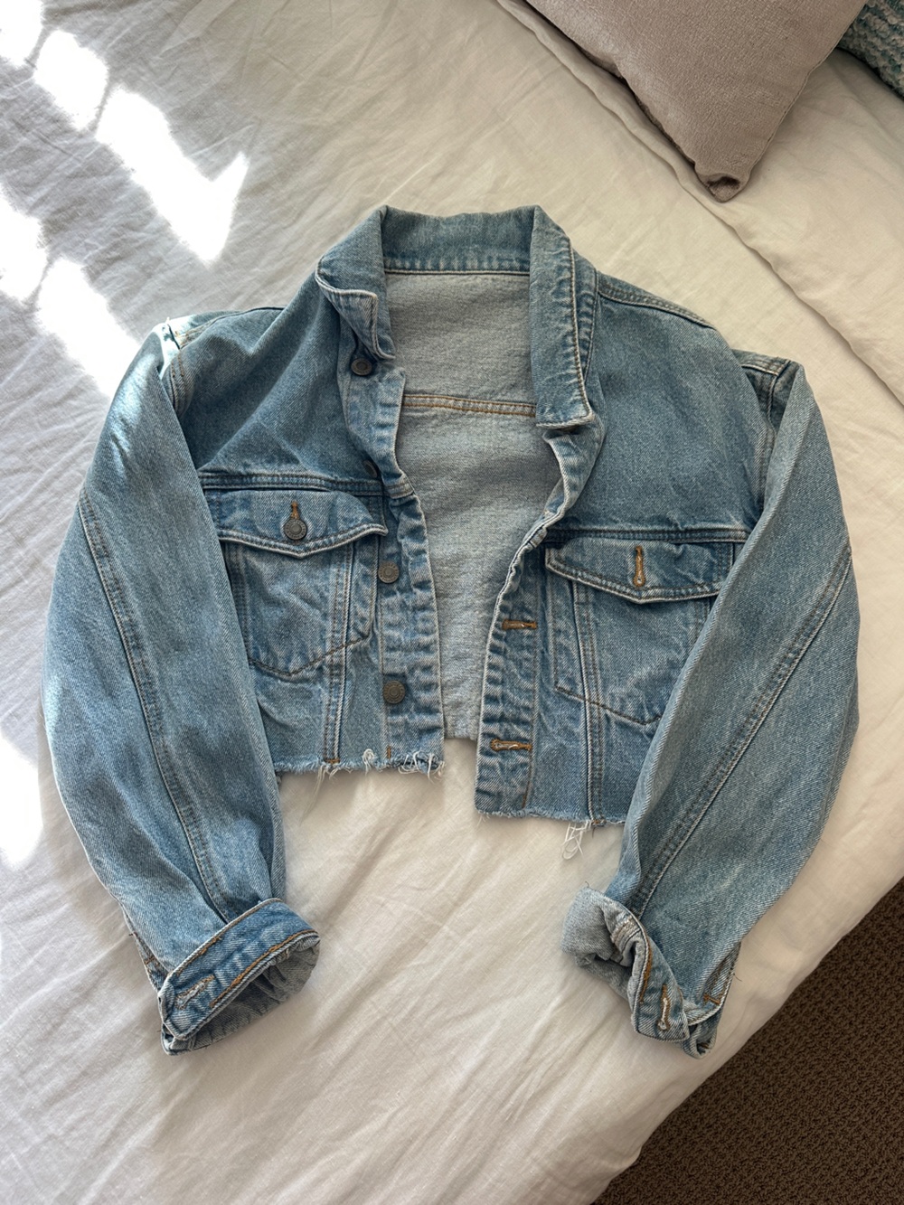 John Galt Cropped Light Blue Denim Jacket - Women